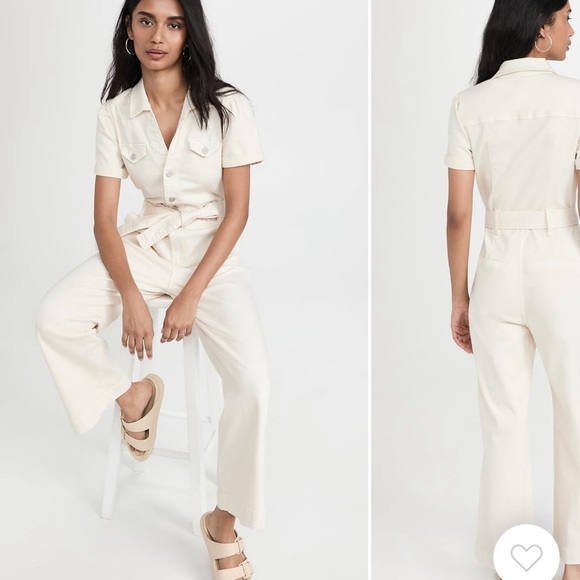 Paige Light Denim Anessa Puff Sleeve Jumpsuit - Picture 5 of 8